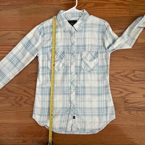 Rails Plaid Button-Up Shirt Womens Small Blue White Western Style Long Sleeves - Picture 10 of 13